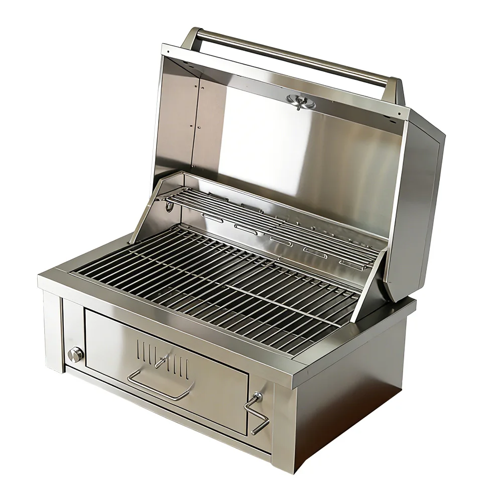Modern Built-in SS SUS304 Outdoor Kitchen Household Garden Party Withdrawable Single Drawer Height Adjustable Charcoal BBQ Grill
