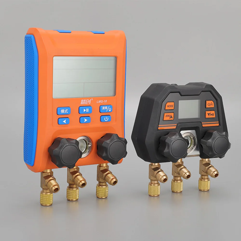 Manómetro Digital Inalámbrico Bluetooth con Aplicación, Manómetro Digital Electrónico de Doble Válvula, Manómetro de Presión para Refrigerante de Nieve, Manómetro de Fluor DMG4B