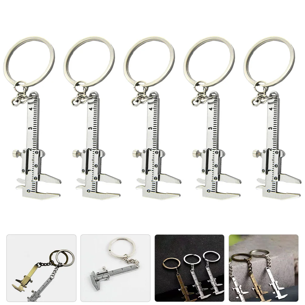 5 Pcs Vernier Caliper Buckle Retro Pendant Ruler Key Chains Mini Keychain Zinc Alloy Pocket Delicate Workmanship