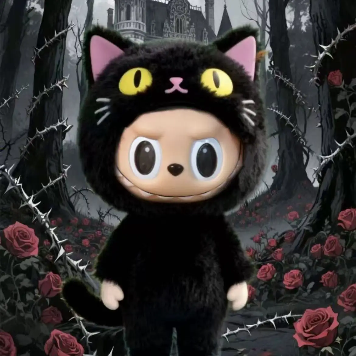 

For 17cm Labubu Costume Cosplay Changeable Handmade Black Cat Plush Set Skirt Labubu Doll Costume