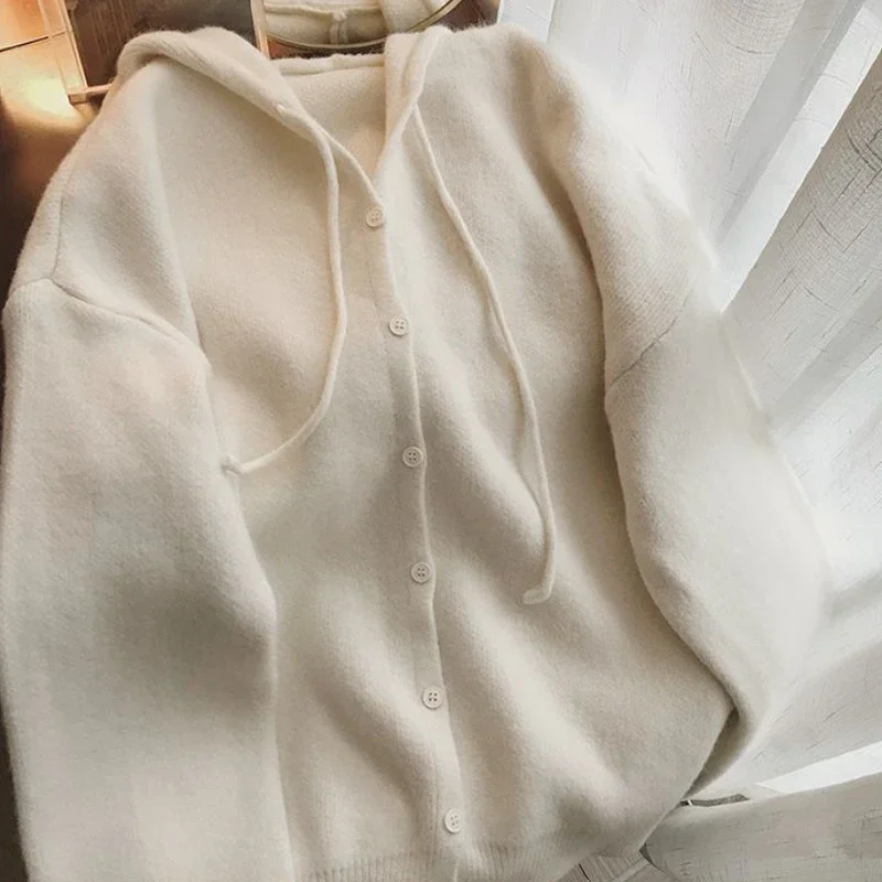 7 Colors Cardigan Women Hooded Sweater Casual Autumn Ulzzang Knitted Loose Cozy Girls Streetwear All-match Classic Simple Warm