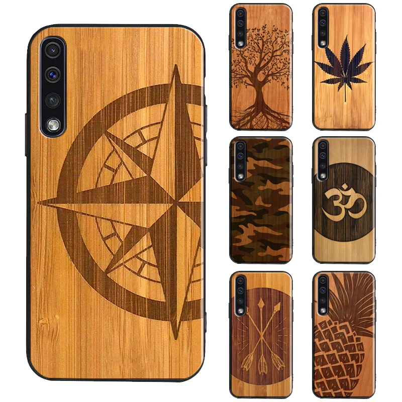 Pineapple Compass Camo Wood Case For Samsung A21S A20e A02 S A20 A30 A50 A70 A12 A32 A42 A52 A72 A11 A31 A51 A71 Coque