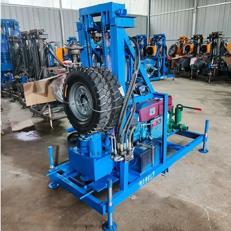 Portable  Drill Rig For Water Well Gasoline Hydraulic Wheel Borehole Drilling Machine Tractor