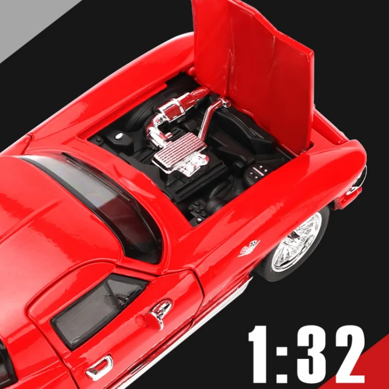 1:32 コルベット C2 スティングレイ スーパーカー 合金製カーモデル サウンド＆ライト プルバック式 子供のおもちゃ コレクション 誕生日プレゼント