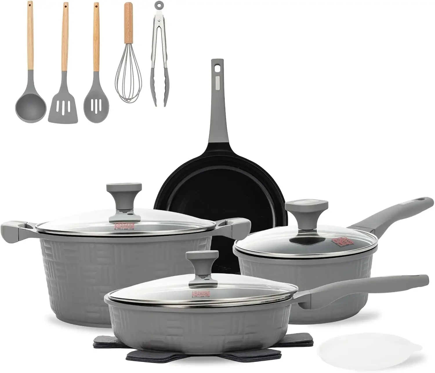 

UCCLIFE 15-PCS Pots and Pans Set Non Stick, Induction Cookware Set, Non-toxic Kitchen Cooking Set, Frying Pan, Saucepan Stock Po