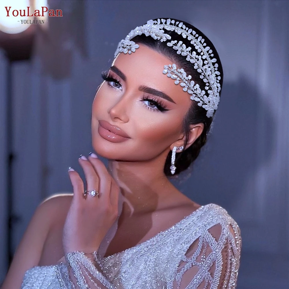 TOPQUEEN Fashion Crystal Wedding Headband Rhinestone Bridal Diadem Pageant Headwear Woman Hair Accessories for Party HP382