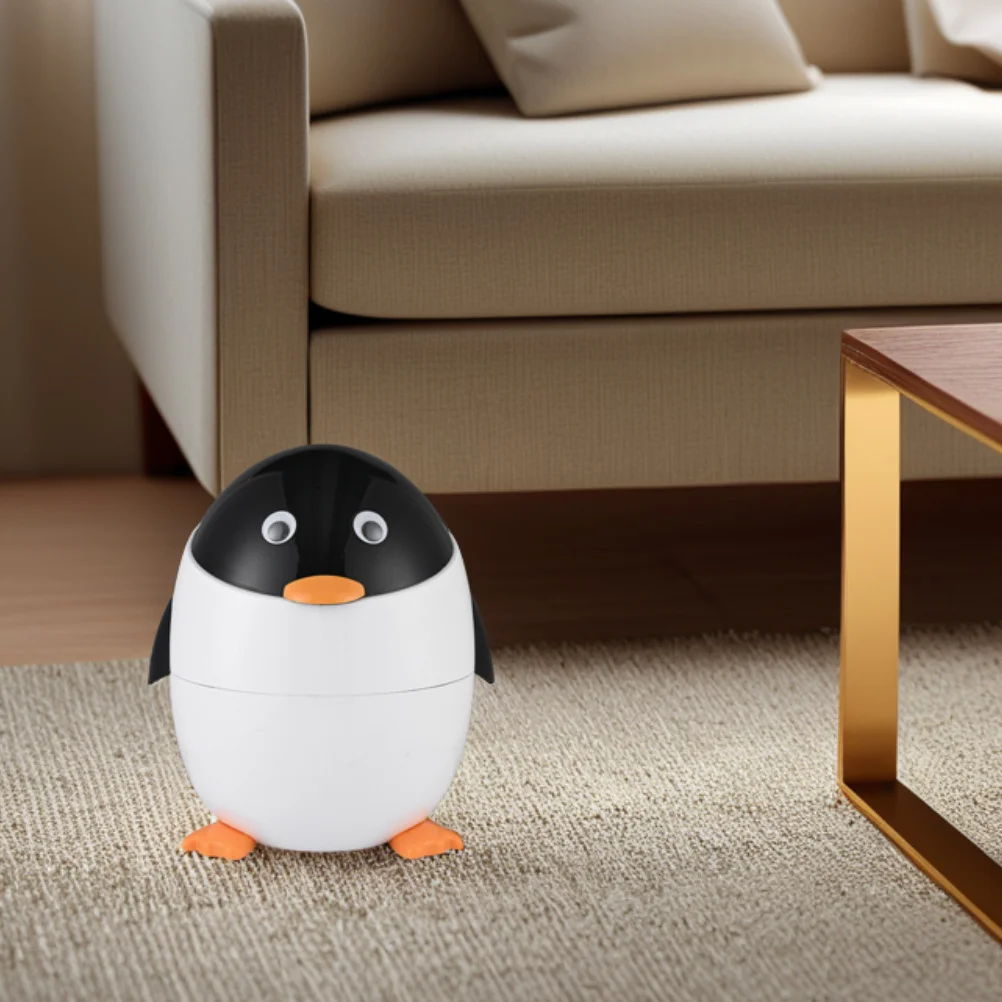 

Penguin Shaped Trash Can with Cover Modern Minimalist Garbage Container for Living Room Bedroom Dorm Room Decoration