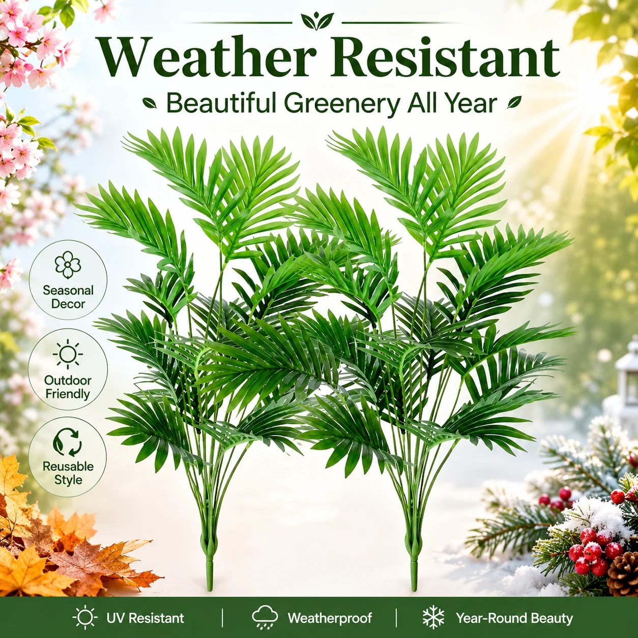 Artificial Palm Fronds, UV-Resistant Faux Tropical Leaves