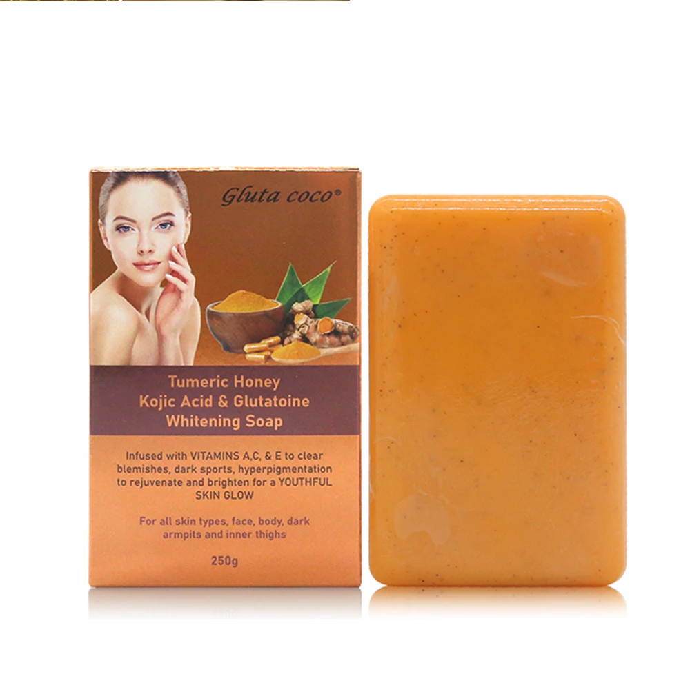 Gluta Coco Tumeric Honey Face Whitening Cleansing Soap Improve Skin Remove Acne Face Skincare Products Natural Handmade Soap