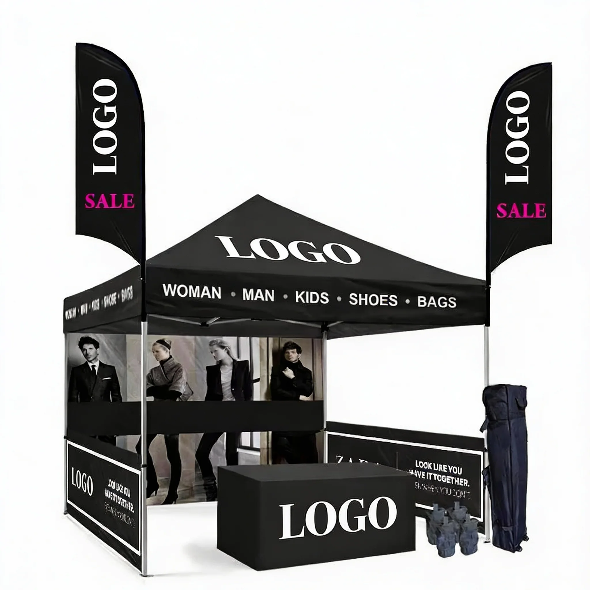 OEM&ODM Custom Branded Promotional Tent Foldable Portable 1 Year Waterproof Oxford Fabric Iron/Aluminum Alloy Frame for Street
