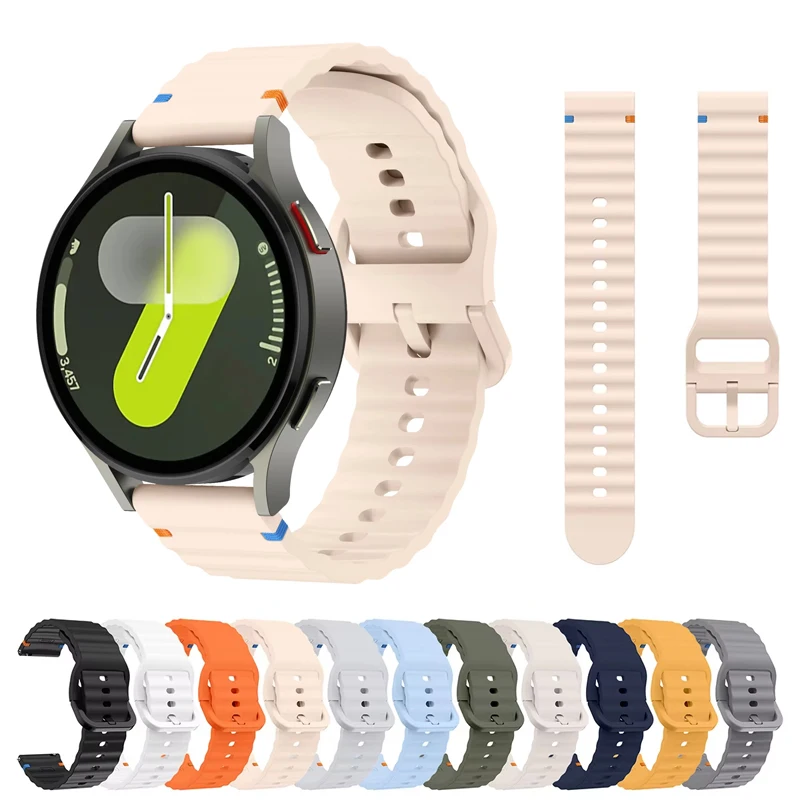 20mm 22mm Silicone Band for Samsung Galaxy Watch 7 FE 6 5 4 Classic 44mm 40mm 43mm 47mm Wave Pattern Strap for Huawei GT 4 3 2