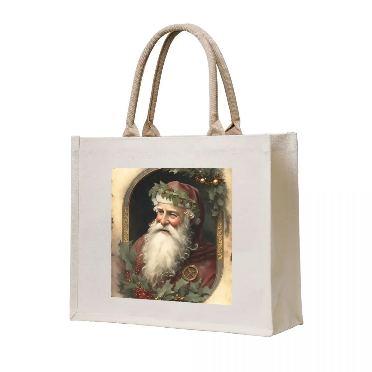 

Vintage Santa Claus Father Christmas Watercolor Old Fashioned Tote Bag Shopping bags Cloth bags female bag