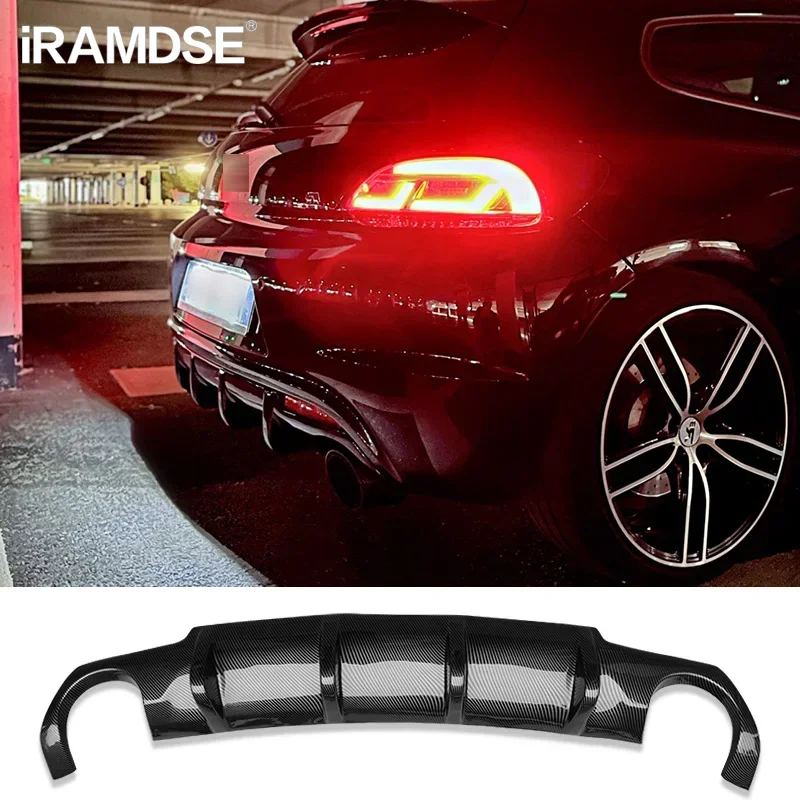 Rear Diffuser for Volkswagen Scirocco R GLossy BLack Car Body Kit R20 2009 - 2014 15 16 17 Plastic Splitter Lip Bumper Spoiler