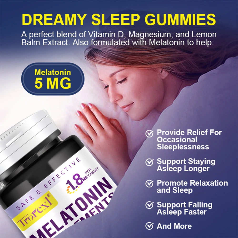 Melatonin Pills Vitamin B6 Tablets Relieve Stress Anxiety Delay Aging Help Deep Sleep Improve Sleep Quality Relieve Insomnia