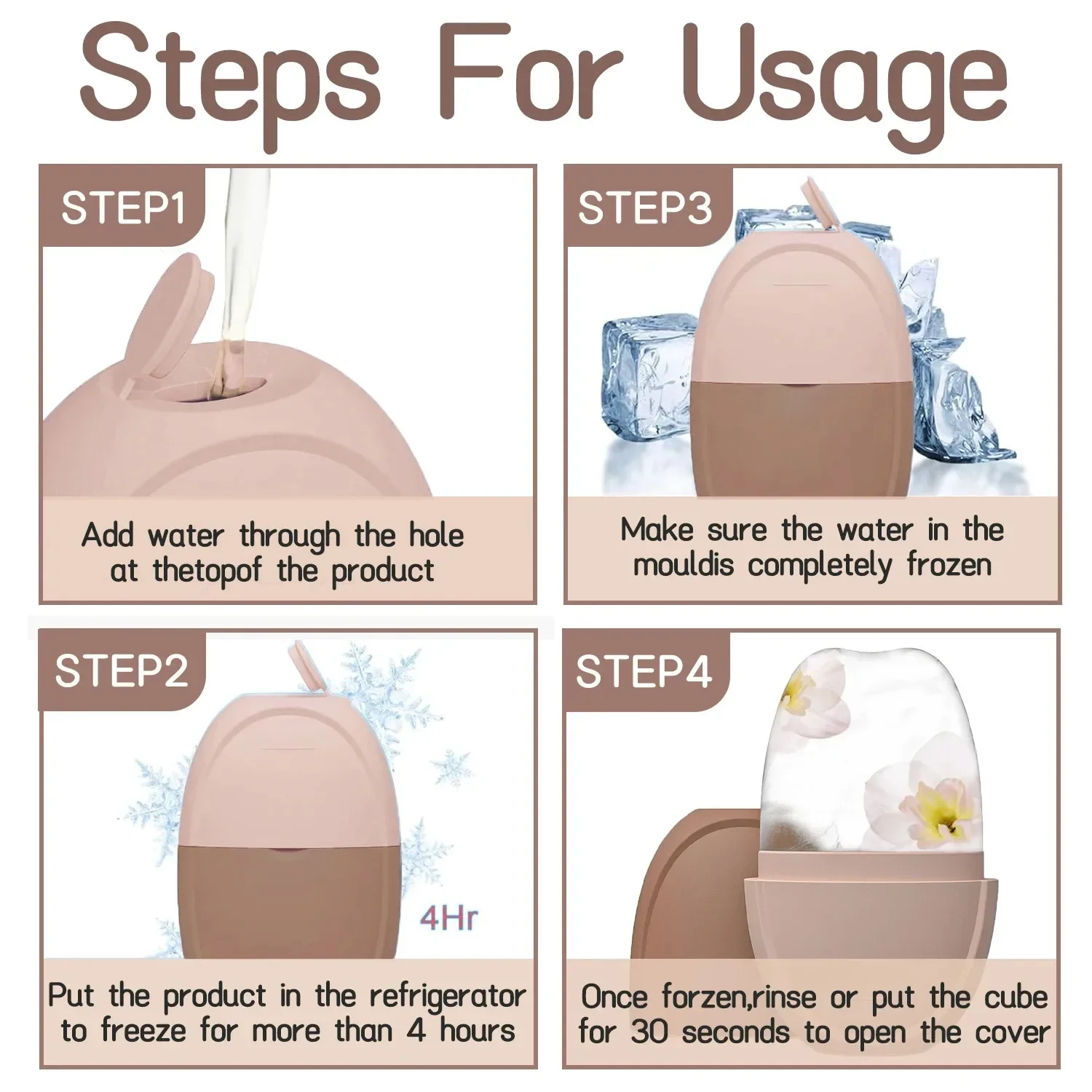 อุปกรณ์นวดหน้าลูกกลิ้งน้ำแข็งสำหรับใบหน้าและดวงตาเครื่องมือดูแลผิวทำน้ำแข็งก้อนกัวซาในสปาเพื่อความงาม