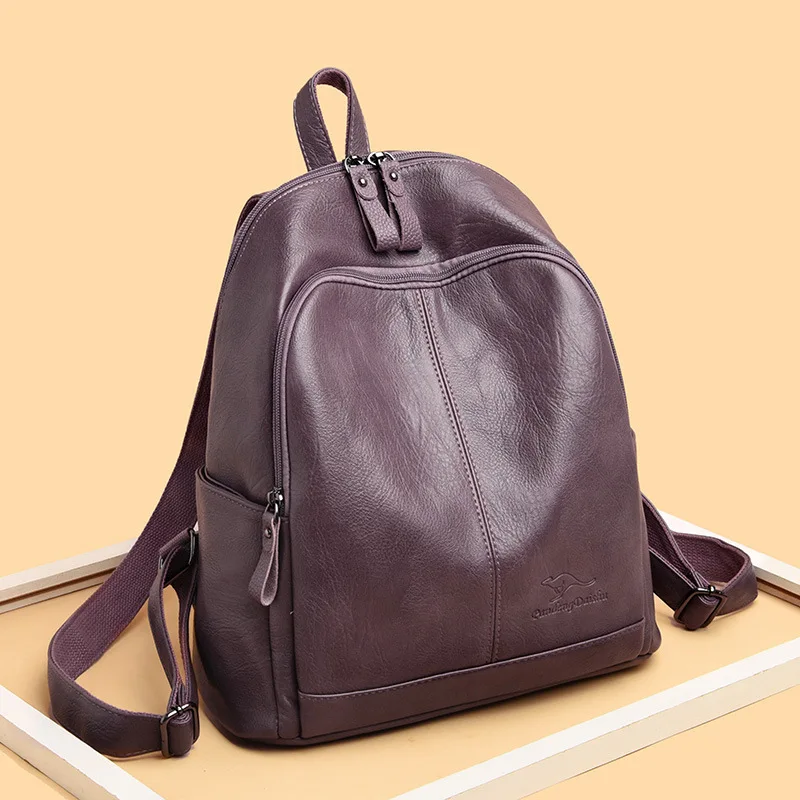 Soft Leather Backpack Bags Light Luxury Women's Bag 2023 New Fashion Leisure Female Backpack Large Capacity Travel Bag Mommy Bag