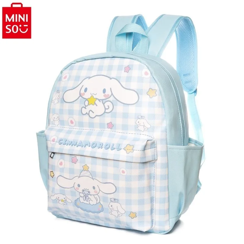 MINISO Sanrio Hello Kitty mochila para crianças, bonito Cartoon Kuromi, jardim de infância grande capacidade