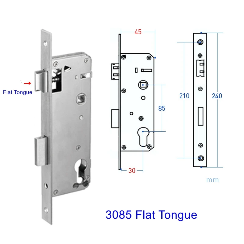 EGFirtor U Standard Narrow Aluminum Lock Mortise 2085 3085 4085 5085 6085 7085 Series Metal Stainless Steel Electronic Lock Body