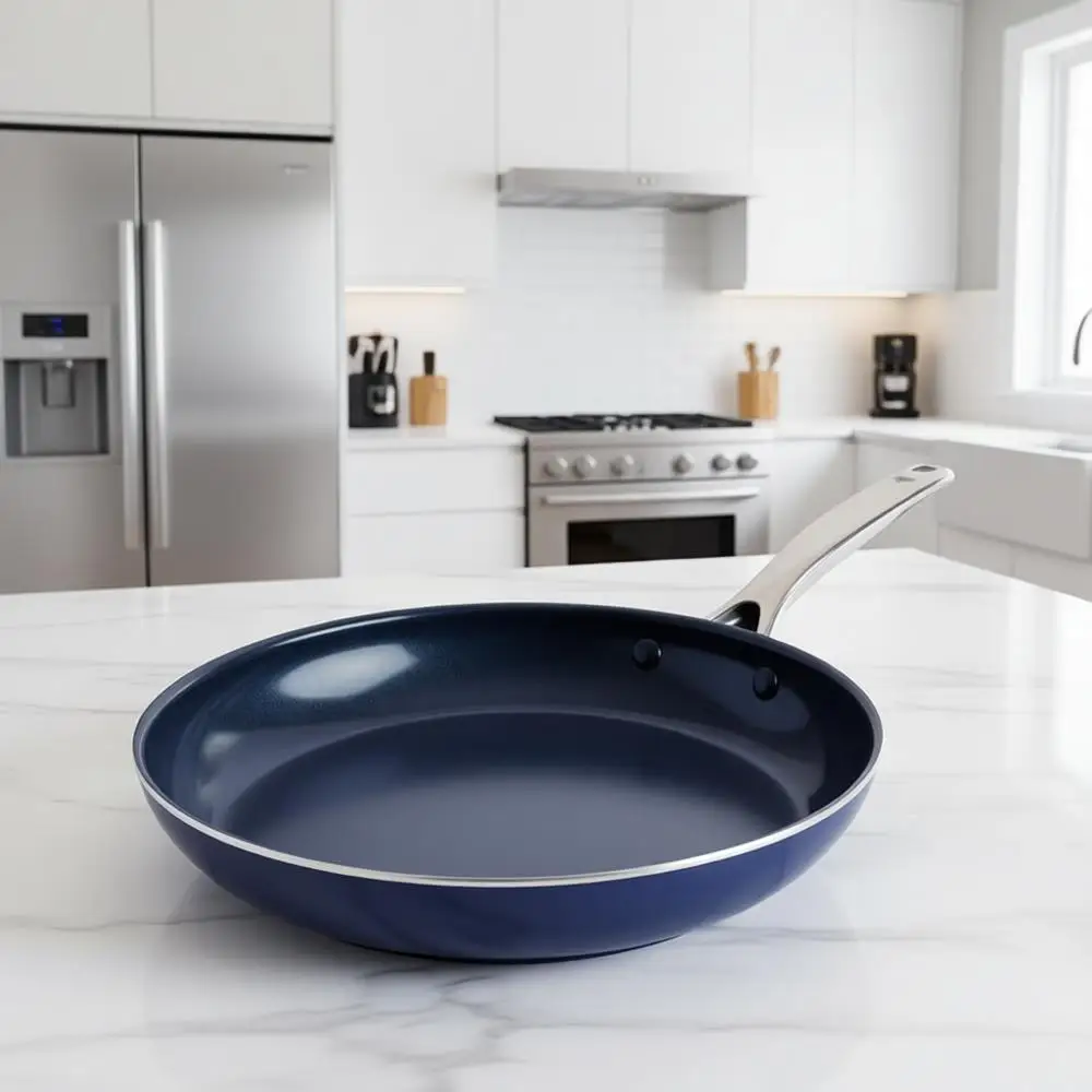 

12 Nonstick Frying Pan Skillet, Diamond Reinforced, PTFE-Free, Safe for Dishwasher and Oven, Cool Handle, Durable Non-Toxic Meta