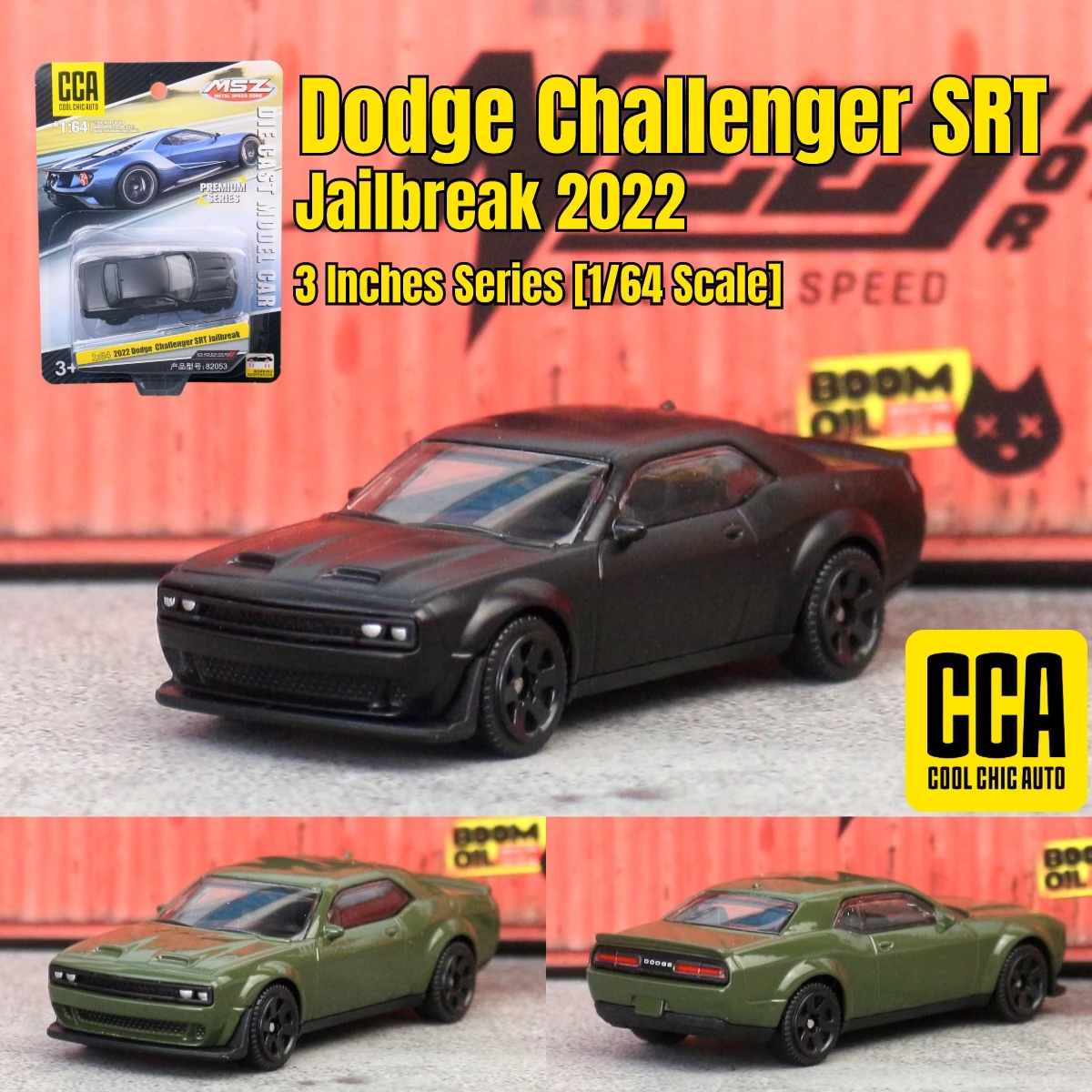 CCA 1/64 Dodge Challenger SRT Toy Car Model Diecast Alloy Vehicle Miniature Free Wheels Collection Gift for Children Boys Kid