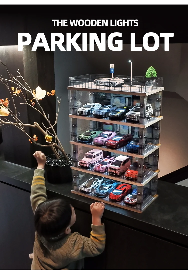 Miniature Scale 1:32 Diorama Scene Parking Garage Car Model Acrylic Display Box Toy Car Storage Accessories