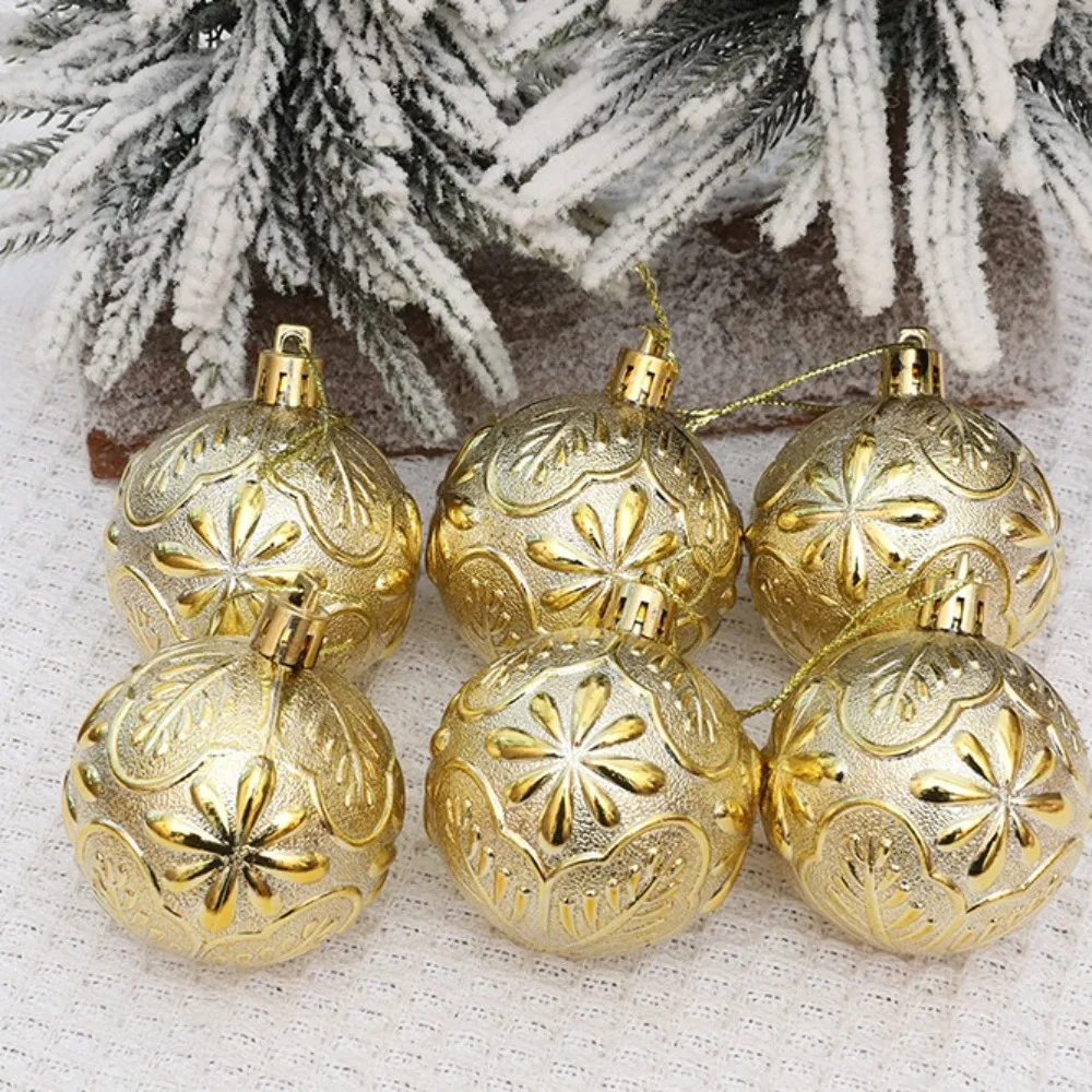 6Pcs/Box Electroplated Plastic Ball Christmas Tree Ornament DIY Crafts Painted Plastic Christmas Gifts Boxes Pendant New Year