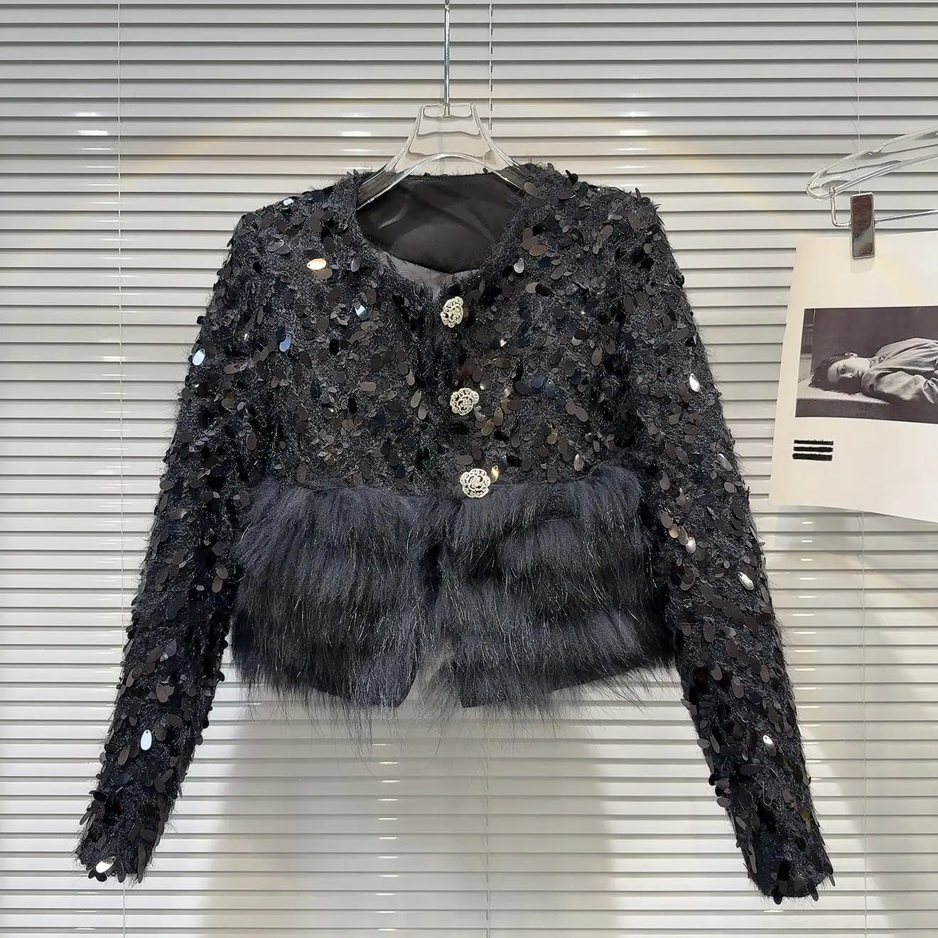 

Зимняя ор Верхняя одежда Бархатное пальто с меховой отделкой и внутренним пухом Jaet Small Fraance Sle Faionable прямого кроя