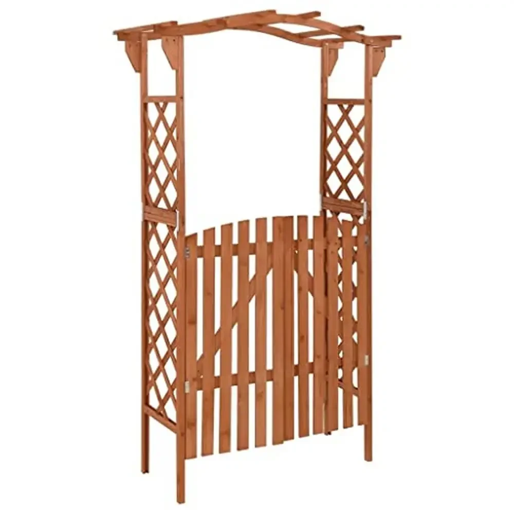 Outdoor Wooden Arched Pergola Gate Firwood Pine Wood Trellis Archway Entrance Climbing Plants Garden Arbor Décor Solid Easy