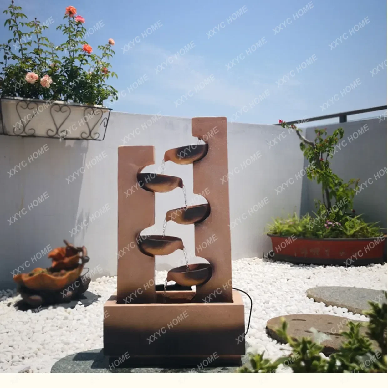 A Fountain multi-layer circulating water outdoor courtyard decoration, ground landscape, decorative water feature facilities