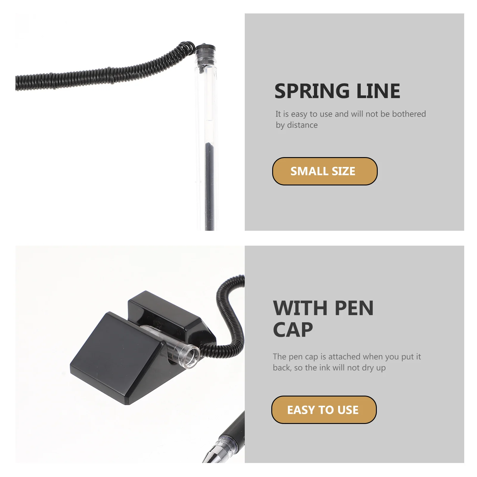 

5Pcs Counter Gel Pens Black Sticky Base for Desk Anti Theft Office Supplies Smooth Ink Tabletop Reception Stationery Set