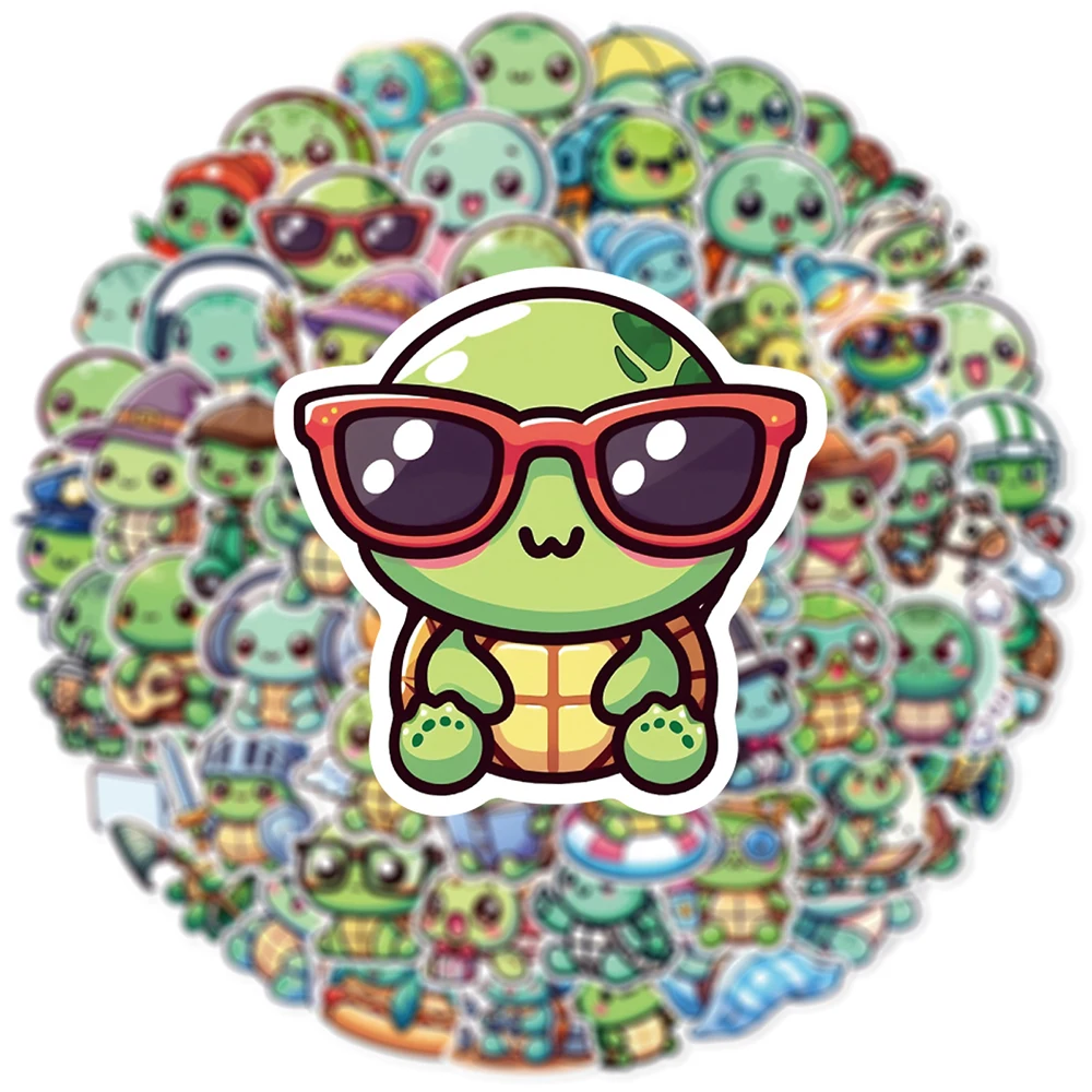 10/30/60pcs Cute Green Turtle Cartoon Graffiti Stickers Funny Decals Toy Decorative Phone Notebook Diary Kawaii Creative Sticker