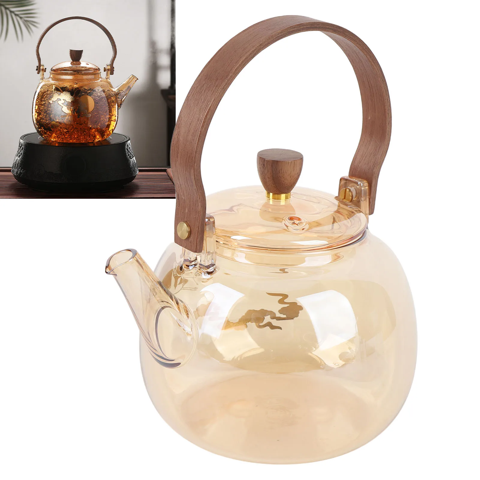 

Электрическая керамическая плита, стеклянный чайник, съемный стеклянный чайник с защитой от капель, многофункциональный, с деревянной ручкой, широкое горлышко, 950 мл, для дома