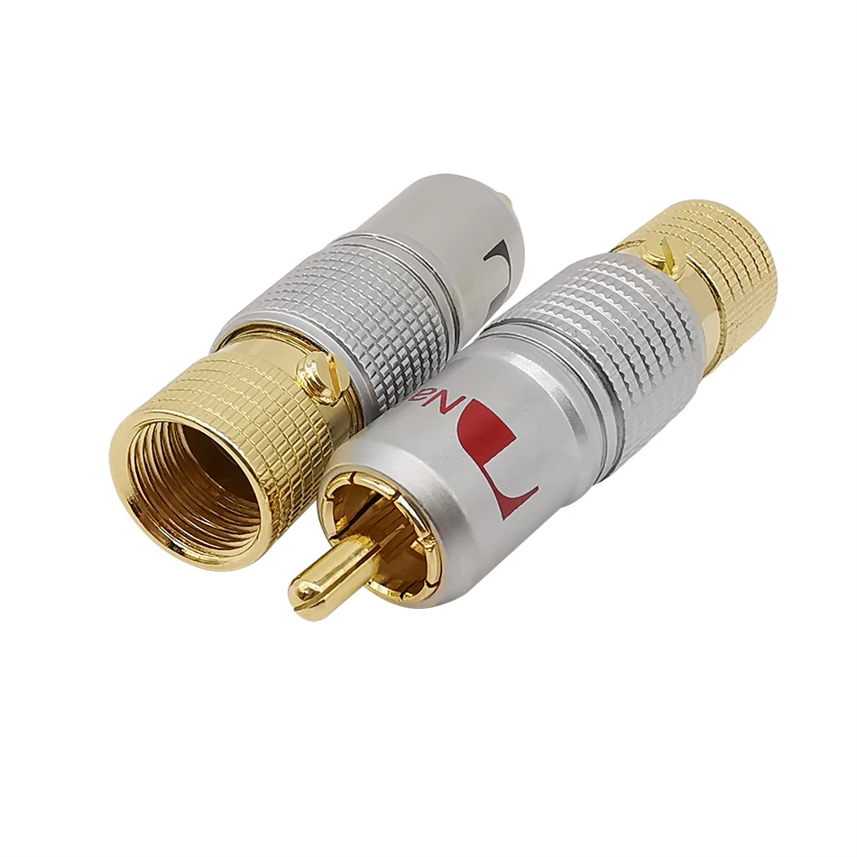 1Pcs RCA HIFI Audio Cable Speaker Connector Gold Plated 10mm RCA Male Plug Screw Locking Non Solder Coaxial RCA Socket Adapter