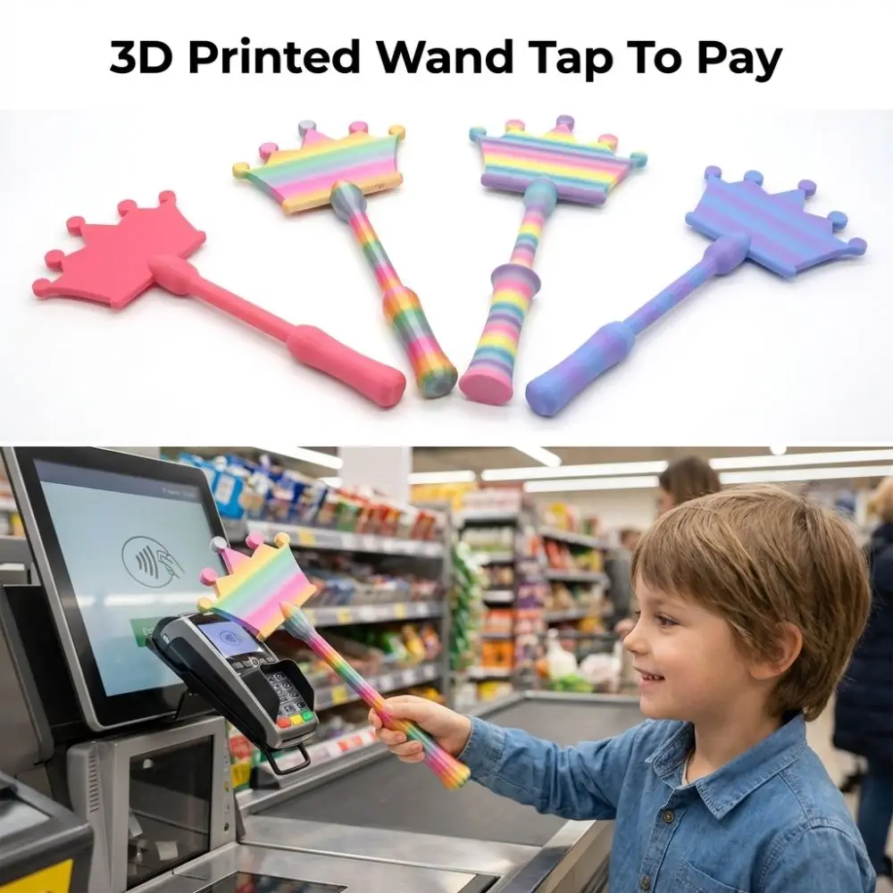Creative 3D Print Wand Tap To Pay Crown Design Portable Contactless Payment Sleeve Cute Funny Fun Magical Payment