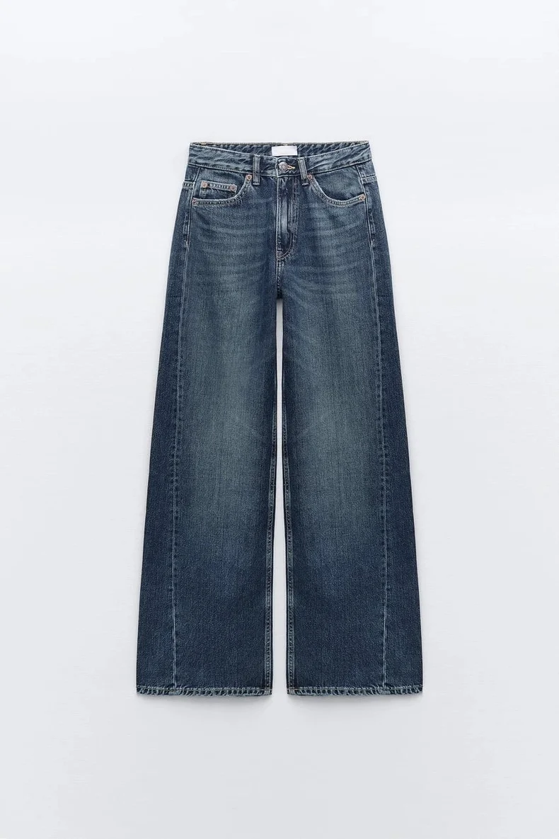 

Свободные широкие джинсы с высокой талией, прямой крой, длинные в пол, женские осенние новые джинсовые брюки, глубокие и светлые цвета