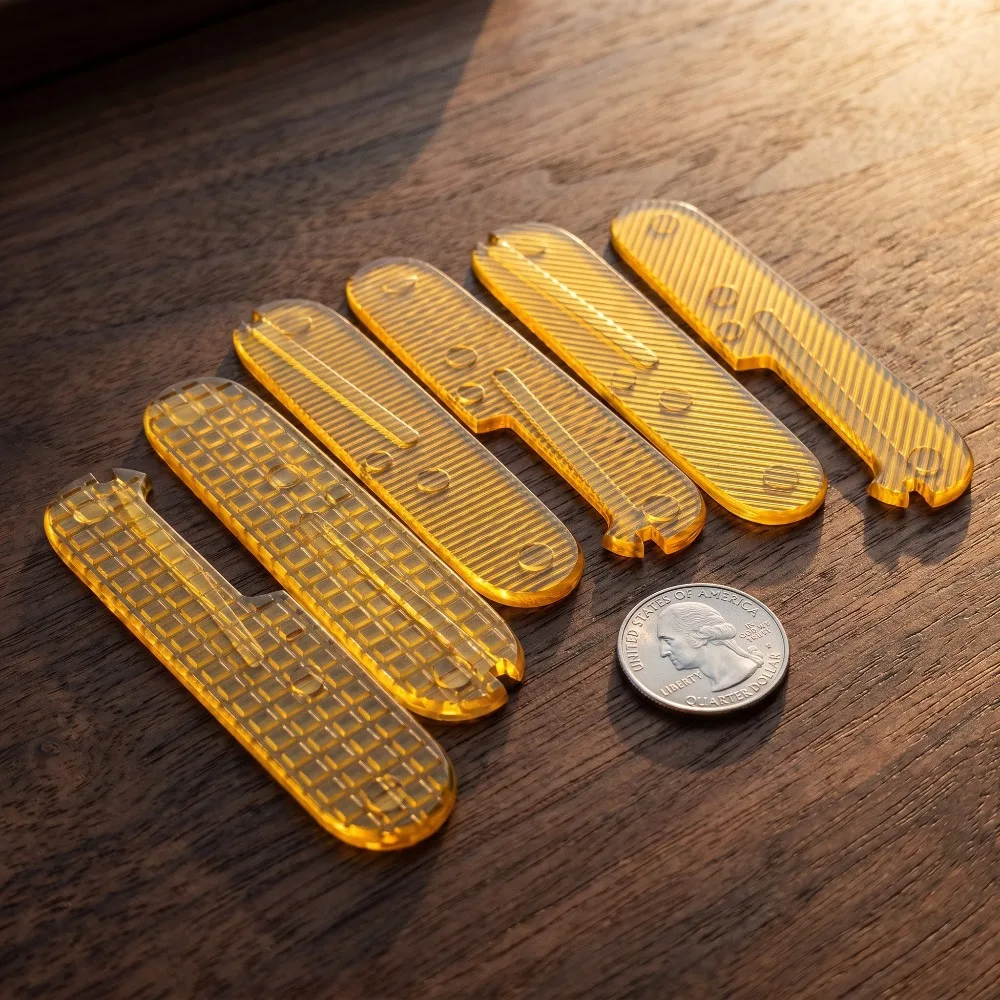 1Pair Amber PEI Material Folding Knife Handle Patch Material for 91mm Outdoor Knife Handmade Materials