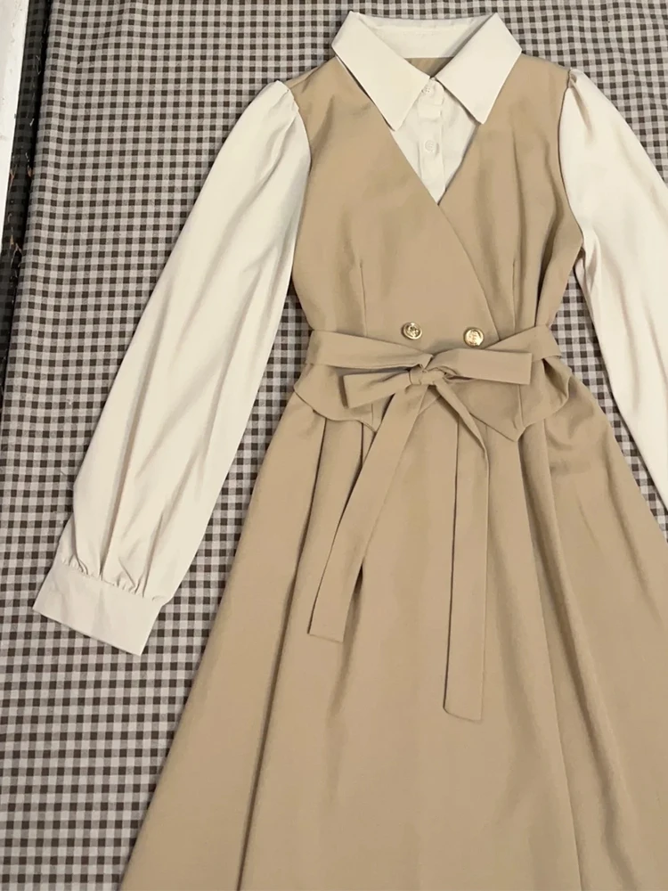 ature Suit Dr Women's Early Autumn Clete Set 2026 New College Sle Fake Two-Piece Long Skirt Sweet Japanese Sle