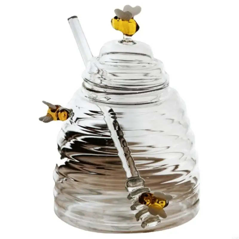 

Honeycombs Bees Jar Glass Honeys Jar with Honeys Jar with Lids and Honeys Dispenser Glass Container