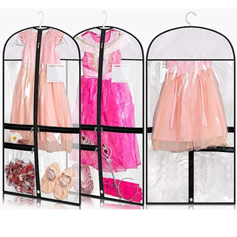 

Waterproof Clear Plastic Garment Bag with Pockets for Dance Competitions Kids Dance Costume Garment Bag for Dancers for Girls