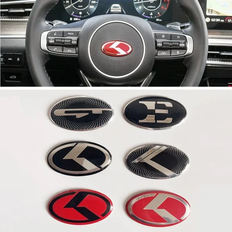 3D Aluminium Car Steering Wheel Center Emblem Badge Sticker Decal For K2 K3 K5 KX5 GT Forte Rio Optima Sorento Accessories