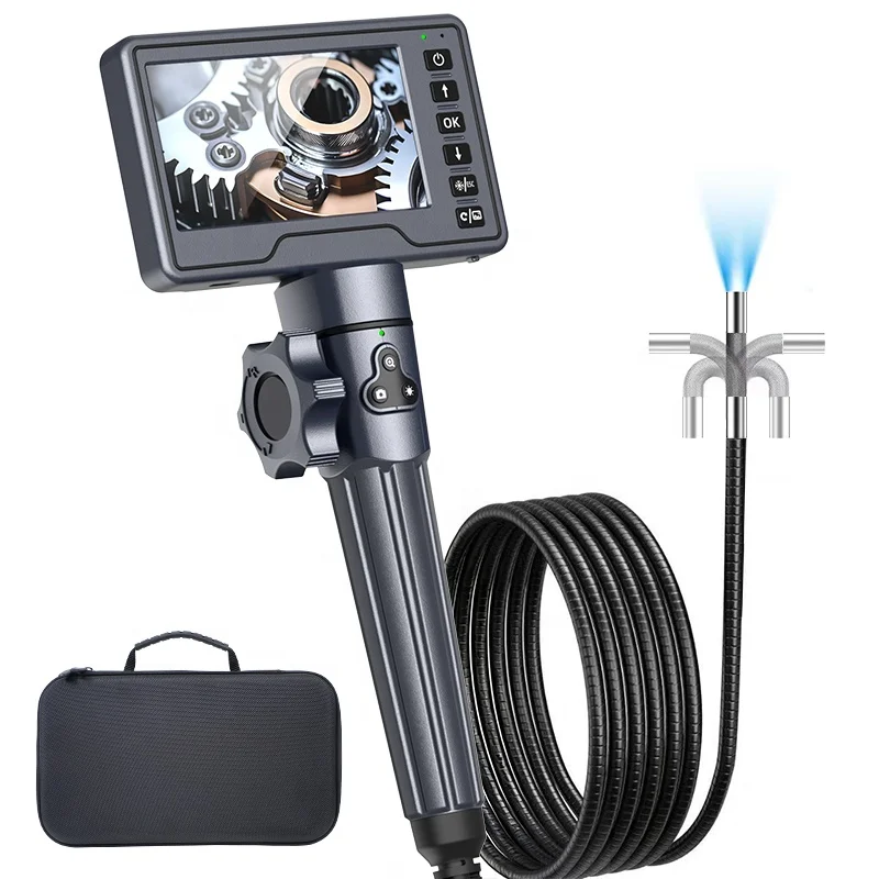 8.5mm 2-Way 360° Articulating Borescope Camera Industrial Endoscope Inspection Flexible Mechanic Automotive 1.0m 1280x720 IP67
