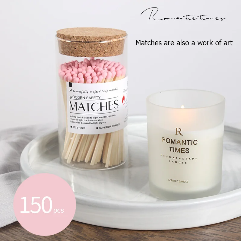 150pcs Romantic Long Matches Scented Candles Bottle Art Colorful Tip Cigar Lighter Aromatherapy Match Tools Smell Proof Matches