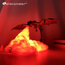 3D Printed LED Fire Dragon Lamps Night Light Rechargeable Mood Soft Light For Bedroom Kid Room Bedroom Camping Hiking Decoration