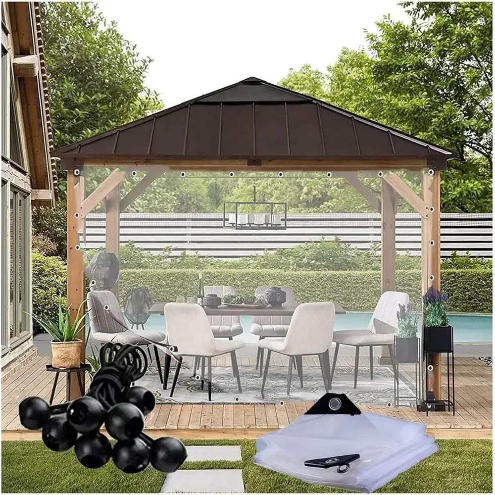 Clear Transparent Waterproof Outdoor Tarpaulin with Eyelets, 20'x20' for Gazebos, Pergolas, and Gardens