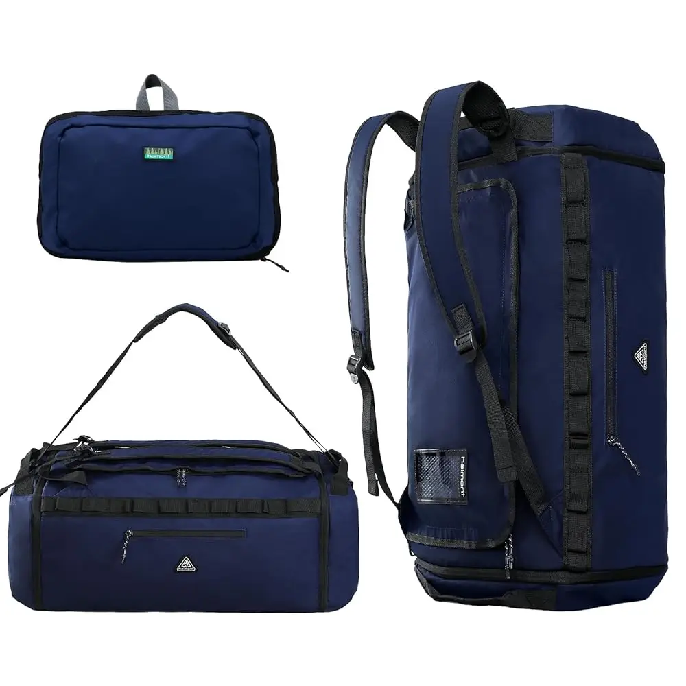 

Duffel Backpack Bag 50L Water Repellent Sports Gym Bag Foldable Men Women with Shoe Compartment for Travel Hiking Camping Ou