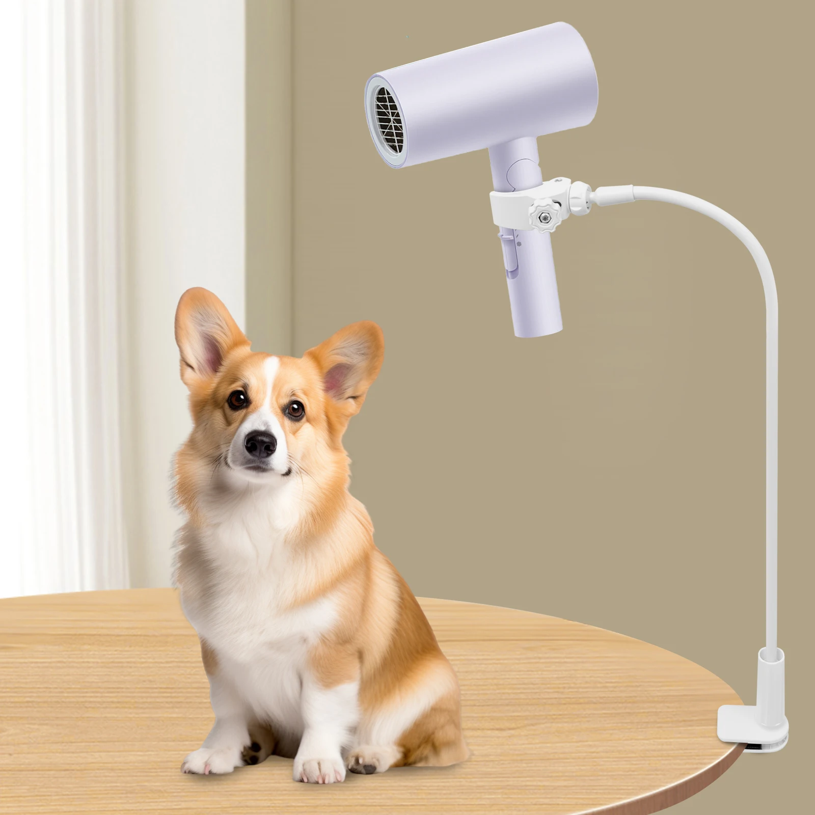 

Современная настольная подставка для фена, настольный держатель для фена из сплава с регулируемым углом наклона для спален, ванных комнат, макс. Грузоподъемность 1 кг.