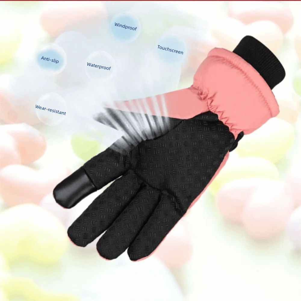 Windproof Warm Ski Gloves Touch Screen Waterproof Snowboard Ski Gloves Thermal Insulation Thickened Motorcycle Cycling Gloves