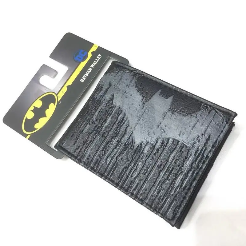 DC Batman Superhero Bifold PU Leather Black Gray Wallet With Card Slots Zipper Pocket For Men Women Teen Students Daily Use view 4