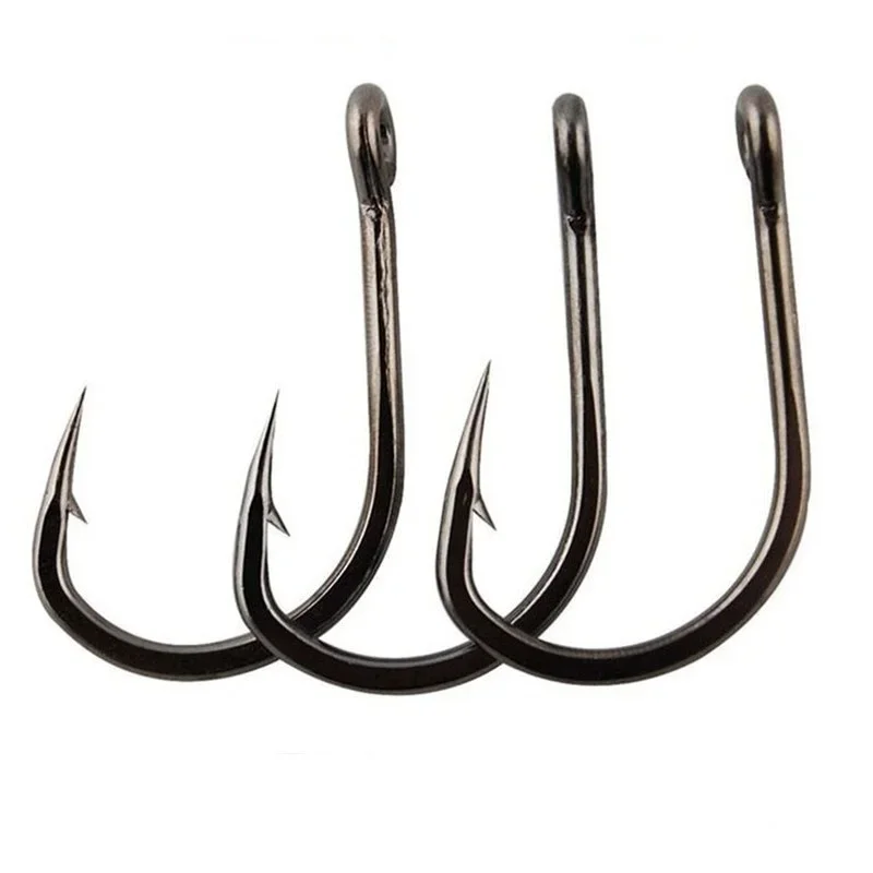 100Pcs/box #3~#12 High Carbon Steel Hooks, Sport Circle Silver Fishing Hooks