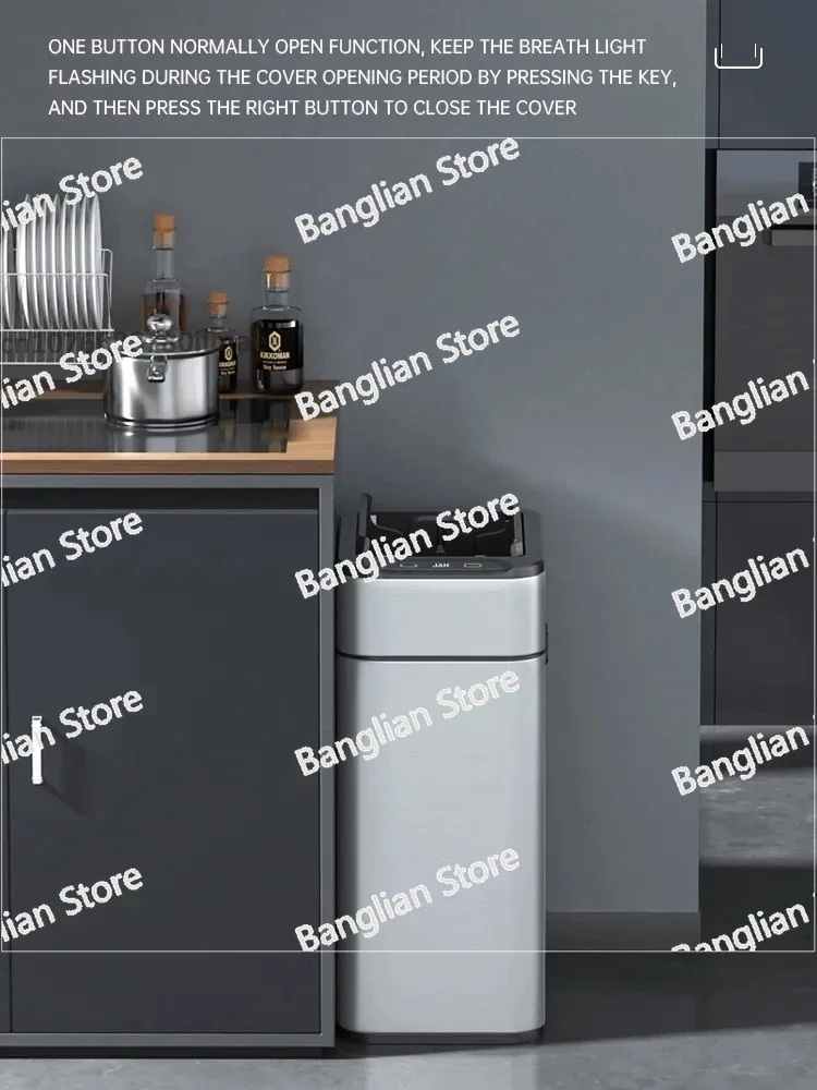 Smart Sensor Trash Can, Stainless Steel, Automatic Wastebin for Bathroom, Kitchen, Smart Bucket Garbage, 30L, 40L, 50L, 60L